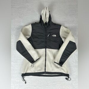 North Face Women's Denali Fleece Jacket White and Grey Medium